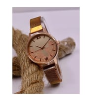 Rose Gold Renk Hasır Kordonlu Kadın Kol Saati Mls-1066
