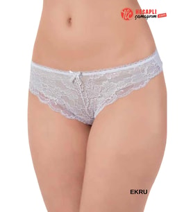 Lüx Drm 2003 Kadın Dantelli Likralı Bikini Külot (Ekru)
