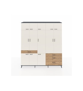 Hyperion Dolap 8 Raflı 4 Çekmeceli 3 Askılı 220x44x243 Antrasit-Aytaşı/Çam