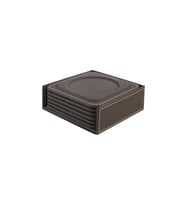 Bardak Altlığı,6’lı Set,Masaüstü Yuvarlak Cup Coaster,Vegan Suni Deri,11x11 cm.,Kahverengi