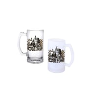 Ghostbastır Design Bira Harmanı Kulplu Bira Bardağı Buzlu veya Şeffaf Seçenekli 030