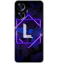 Realme C55 Kılıf HD Desen Baskılı Kılıf - Dark Neon Yaprak L Harfi