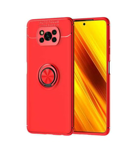 Xiaomi Poco X3 Kılıf Yüzüklü Magnetli Ravel Case (Kırmızı)