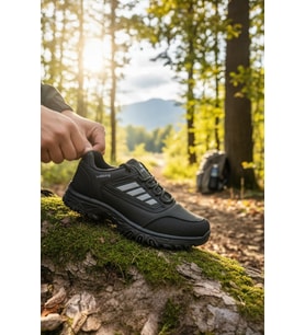 Enoch Erkek Siyah Gri Su Geçirmez Outdoor Trekking ve Doğa Yürüyüş Ayakkabısı