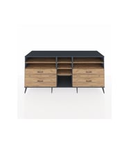 Kronos Konsol 7 Raflı 4 Çekmeceli  220x59x99 Antrasit-Çam/Çam