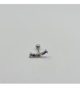 Cerrahi Çelik Gümüş Renkli Taşlı Küpe Tragus Helix Kıkırdak Piercing
