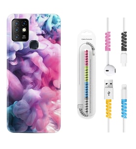 INFINIX Hot 8 9 10 11S Hot 10 Play 10T Kılıf Kablo Koruma Spiral Silikon Pink Cloud 1305