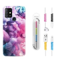 INFINIX Hot 8 9 10 11S Hot 10 Play 10T Kılıf Kablo Koruma Spiral Silikon Pink Cloud 1305