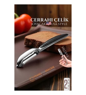 Amerikan Tip Soyacak Seti- Sebze Soyacağı Profesyonel Paslanmaz Çelik 2 li SET