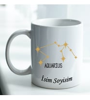 Kişiye Özel İsim ve Fotoğraf Baskılı Kova Burçlu Kupa Bardak No:003