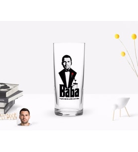 BK Gift Kişiye Özel Renkli Baskılı Godfather Baba Tasarımlı Rakı Bardağı-3 (Beyaz)