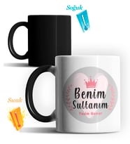 Kişiye Özel Benim Sultanım Tasarımlı Kupa (Siyah - Beyaz)