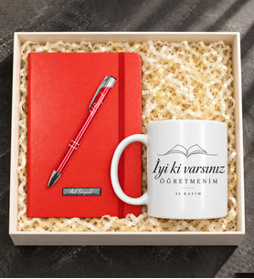 Kişiye Özel Öğretmenler Günü Defter, Kalem ve Kupa Seti