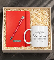 Kişiye Özel Öğretmenler Günü Defter, Kalem ve Kupa Seti