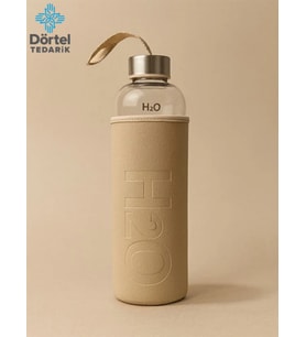 H2o Deri Kılıflı Cam Matara 500 Ml Pembe