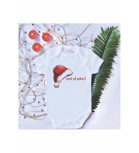Unisex Bebek Baskılı Yılbaşı Pamuklu Çıtçıtlı Body