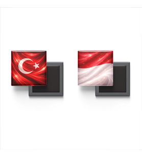 Buzdolap Magnetleri - Monako Bayrağı ve Türk Bayrağı - 2'li Set Magneti
