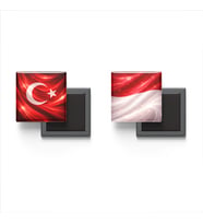 Buzdolap Magnetleri - Monako Bayrağı ve Türk Bayrağı - 2'li Set Magneti