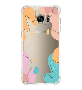 Samsung Galaxy S7 Edge  Köşe Korumalı Antişok Kapak Karışık Renkler Tasarımlı Şeffaf Silikon Kılıf
