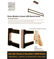 Orion Rose Gold Lineer LED Sarkıt Avize – Kumandalı Dim Edilebilir – Aşağı Işık