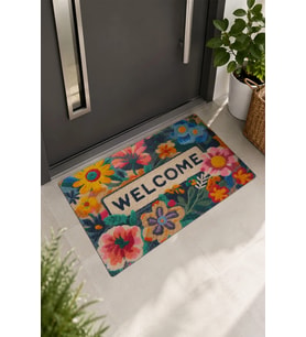 Valerine Life Çiçekli Sarı Papatyalı Welcome Hoş Geldiniz Ev işyeri iç Dış Kapı Önü Paspası 45x70cm