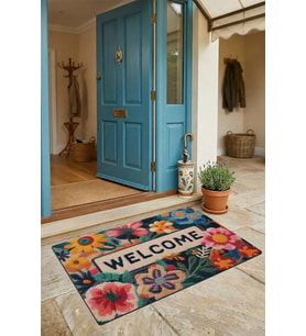 Valerine Life Kapı Önü Paspası 45x70cm Kaymaz Taban Dekoratif iç Dış Mekan Çiçekli Sarı Papatyalı