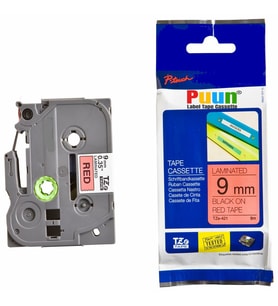 PUUN®Brother P-Touch TZE-421 9mm x 8m Kırmızı Üzerine Siyah Muadil Laminasyon Etiket Şeridi
