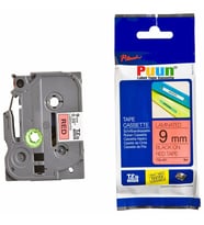 PUUN®Brother P-Touch TZE-421 9mm x 8m Kırmızı Üzerine Siyah Muadil Laminasyon Etiket Şeridi (Çok Renkli)