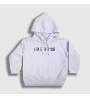 Presmono Unisex Çocuk Beyaz I Hate Eveyone Kapüşonlu Sweatshirt 404257tt (Beyaz)