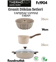 Thermoad 3'Lü Vizon Set (Sosluk&Sütlük-Kek Kalıbı-28 Cm Karnıyarık Tenceresi)