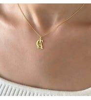 Çift Harf 14 Ayar Altın Kolye