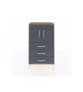Arges Komodin 2 Raflı 3 Çekmeceli 2 Kapaklı 60x30x106 Çam-Antrasit