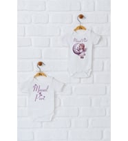 Pia Baby Premium %100 Pamuk İsme Özel Organik Baskılı İkili Set Çıtçıtlı Bebek Body Zıbın Modelleri 5081-17 (Ekru)