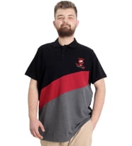 Mode XL Büyük Beden Erkek T-shirt Polo CLUB 23326 Siyah