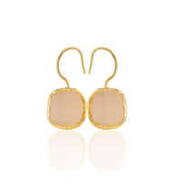 Kadir Jewellery 22 Ayar Altın Kaplama Kare Taşlı Küpe -El İşçiliği Ve Hipoalerjenik Küpe