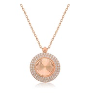 Gümüş Rose Oval Fırfır Bayan Kolye
