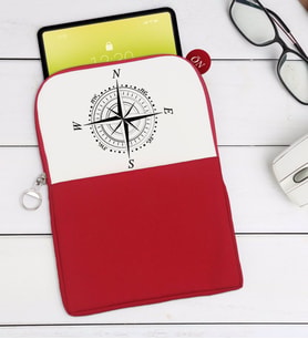 BK Gift Pusula Tasarımlı Taşınabilir Koruyucu Tablet Kılıfı & Organizer Çanta - Kırmızı-2