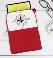 BK Gift Pusula Tasarımlı Taşınabilir Koruyucu Tablet Kılıfı & Organizer Çanta - Kırmızı-2