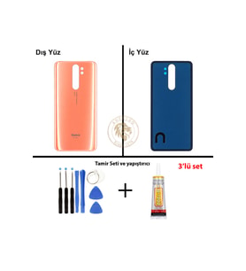 Xiaomi Redmi Note 8 Pro Mercan Turuncusu Uyumlu Arka Kapak + Yapıştırıcı ve Vida Seti