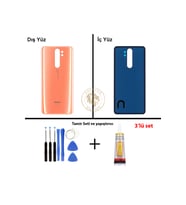 Xiaomi Redmi Note 8 Pro Mercan Turuncusu Uyumlu Arka Kapak + Yapıştırıcı ve Vida Seti