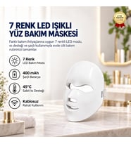 7 Renk LED Işıklı Yüz Bakım Maskesi 400 mAh Şarjlı Cilt Bakım Cihazı