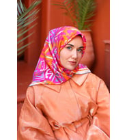 Silk Home Tivil İpek Eşarp IST11427-24 Parlak Turuncu, Fuşya, Çelik Mavi,