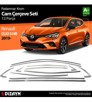 Renault Clio 5 Krom Cam Çerçevesi 12 Parça 2019 2020 2021 2022 2023 2024