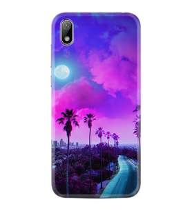 Huawei Y5 2019 Kılıf Resimli Desenli Silikon Platinium Series Purple Way 1843