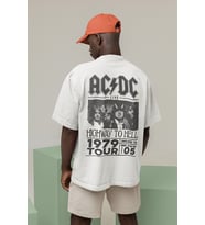 AC DC Müzik Grubu Rock Metal Baskılı Unisex Tişört, Oversize Highway To Hell 1979 Tour Tişört