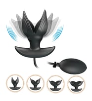 9,6 cm Şişirilebilir ve Titreşimli USB Şarjlı Silikon Tıkaç - Manson (Siyah)