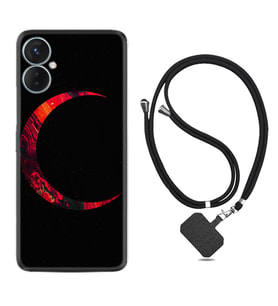 Tecno Spark 9T Kılıf Silikon Boyun Askılı İpli Desenli Silikon Red Moons 1747