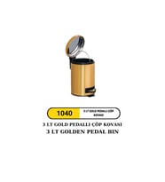 Metal Gold Pedallı Çöp Kovası, Amortisörlü, 3 Litre, Şık ve Kullanışlı