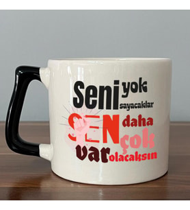Seni Yok Sayacaklar Baskılı Kadınlar Günü Siyah Kulplu D Kupa
