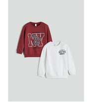LCW Kids Bordo Bisiklet Yaka Baskılı Erkek Çocuk Sweatshirt 2'li